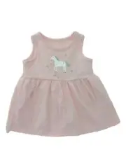 Infant Baby Girls Light Pink Silver Stars Unicorn 2 Piece Dress Set