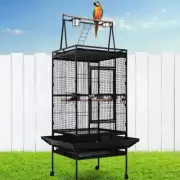 Large Bird Cage | Parrot Aviary with Stand, Perches & Wheels | Guinea Pet Cage