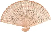 Sandalwood Fan, Wooden Folding Fan, Foldable Hand Fans, Wooden Hollow Out Hand Held Fans for Weddings Home Decoration and Baby Shower Birthdays