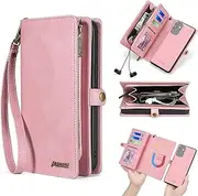 [Yidai-Silu] Galaxy S20 Plus Flip Wallet Case 【2 in 1 Purse, Detachable】 Magnetic Closure Zipper Case Wristband Card Holder Kickstand Folio Phone Cover for Samsung Galaxy S20+ Plus 6,7" - Rosegold
