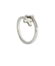 Dsquared2 Logo Debossed Cross Ring silver