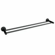 Wall Mount Matte black round double towel rail 600 mm electrical plated