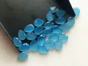 7x10mm Blue Chalcedony Pear Table Cut Flat Back, Blue Chalcedony Pear Cabochons
