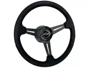 1969-94 Chevrolet Car/Truck 6-Bolt Black Suede Steering Wheel Kit, White Bow Tie (for: Chevrolet)
