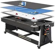 Aussie Party Master 2.1 m Multi-Game Table, 4-in-1 Pool, Table Tennis, Air Hockey and Dining, Black