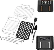 Azragon Ninja Dual Zone Air Fryer Stainless Steel Racks, Heat-Insulated Clip, Oil Brush, Sausage Skewers, Mat, and Shelf -Compatible with AF300/AF400 Accessories