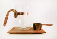 在飛比找博客來優惠-露La Rosée / 木質手感咖啡壺組(1壺1匙1盤)/經