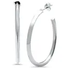Plain Oval Shape Silver Hoop .925 Sterling Silver Earrings