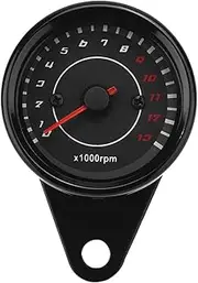 MUNEFE Motorcycle Speedometer, Motorcycle Backlight Tachometer Speedometer, Aluminum Backlight Speed Counter for Most Motorcycle (Black Shell Black face)
