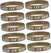 ROMISBABA 10 Pcs Graduation Party Wristbands Football Stickers Patriotic Party Supplies Inspirational Bracelets Custom Rubber Bracelets Silicone Bracelet Usa Accessories Golden