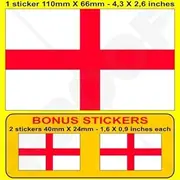 England English Flag St George's Cross Britain UK 4.3" (110mm) Vinyl Bumper-Helmet Stickers, Decals x1+2 Bonus