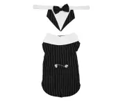 Pet Wedding Suit - Classic Vertical Stripe Dog Formal Tuxedo Suit for Wedding Halloween - XS