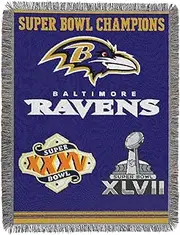 Officially Licensed NFL Baltimore Ravens Commemorative Woven Tapestry Throw Blanket, 48" x 60"