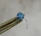 2.6mm 100% REAL BLUE DIAMOND NOSE RING/SCREW w/CERTIFICATE OF AUTHENTICITY,LARGE