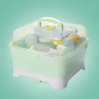 在飛比找Yahoo!奇摩拍賣優惠-雅親兒童奶瓶收納箱盒便攜帶蓋防塵瀝水晾干架寶寶餐具外出收納盒