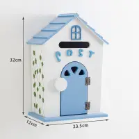 在飛比找蝦皮購物優惠-鄉村風小木屋信箱 木製壁掛式信件箱 可愛小房子郵箱 POST