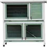 YES4PETS Green Large Double Storey Rabbit Hutch Guinea Pig Ferret Cage