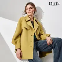 在飛比找momo購物網優惠-【Diffa】喀什米爾羊毛觸感雙排釦設計大衣-女