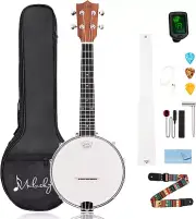 Banjolele 4 String Banjo Ukulele Concert Size 23 Inch, Closed Solid Wood Back, B