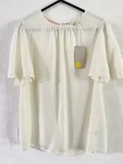 BODEN Ivory Flutter Sleeve silk mix Top size 8 NEW