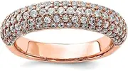 [JewelryWeb] 925 Sterling Silver Polished Prong set Pink Plated With CZ Simulated Diamond Ring Size 8 5.25mm Wide Band Style-Ring for Women