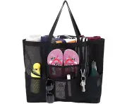 Black Mesh Beach Bag Beach Tote Beach Toy Bag Waterproof Sandproof Pool Bag Beach Travel Bag