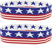 [DEARMAMY] American Flag Bandana Headband, 2Pcs Patriotic American Flag Headband USA Stars and Stripes Yoga Headband Running Sports Headband