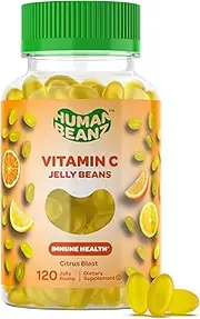 Vitamin C Jellybean Gummies for Adults, Immune Support Dietary Supplements, Vegetarian, 120 Citrus Blast Jellybeans, Kosher