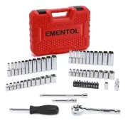 62PCS 1/4 Drive Master Socket Set with Ratchets, CR-V, SAE/Metric Socket Set,...