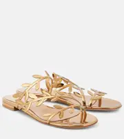 [Gianvito Rossi] Gianvito Rossi Flavia metallic leather slides AU 7 gold