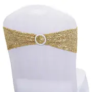 Sparkly Sequin Lycra Chair Sash - Gold