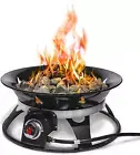 Portable 21in 58000 BTU Propane Fire Pit w/ Cover & Carry Kit for Outdoors - NEW
