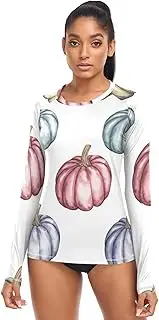 [RPLIFE] Watercolor Pumpkins Women's Long Sleeve Running Top, Summer Modest Clothing, Watercolor Pumpkins, Large