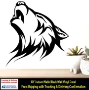 Howling Wolf Husky 10" Indoor Removable Matte Black Vinyl Decal Wall Door Mirror