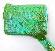 Heyiwell 3Yards Elastic Sequin Ribbon Trim 5-Row Lime Green Glitter Elastic Trim for Sewing Dance Dress Headband DIY Crafts 1.88" Inch