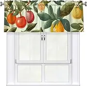 LHBWCVN Plants and Fruits Valances for Windows, Rod Pocket Window Treatment Drapes Farmhouse Kitchen Curtains Short Blackout Window Curtains for Living Room Bedroom Decor 54x18 Inch