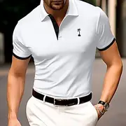 Men's Cotton Polo Shirt Golf Shirt Casual Sports Lapel Ribbed Polo Collar Short Sleeve Fashion Basic Plain Classic Summer Spring Slim Fit Black White Yellow Re
