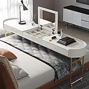Movable Cross-Bed Table, Home Desk, Dressing Table, Multi-Function Table, Makeup Stool, Storage Cabinet, Game Table/Dining Table/Bar/Study Table,Desk WHITE1.5M