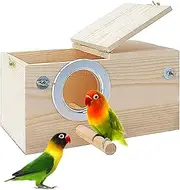 HUIRUMM Parakeet Nesting Box, Bird House Bird Breeding Box Wooden Hatching House Mating Cage Nest Wood House for Finch Lovebirds Cockatiel Budgie Conure Parrot,(25 x13 x 13 cm)
