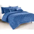 Alastairs Augusta Faux Mink Quilt / Comforter Set Denim Queen