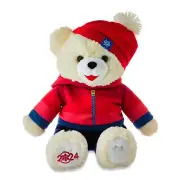 20" LARGE 2024 CHRISTMAS TEDDY BEAR Cream White Winter GIRL Hoodie Beanie