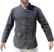[RaanPahMuang] Thick Muang Cotton Chinese Jacket Shirt Mandarin Frog Button Front