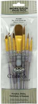 Crafter's Choice Black Taklon Oval Brush Value Pack 7/pkg- - RCC409