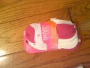 NWT 4 PR GIRLS NO SHOW SOCKS PINK & WHITE & STARS DANSKIN NOW SHOE SIZE 6-10 1/2