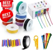 22 AWG Silicone Hook-Up Wire Kit, Tinned Copper, Heat Shrink & Wire Stripper