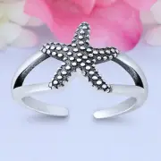 9mm Starfish Band 925 Sterling Silver Toe Ring Thin Adjustable Toe Ring