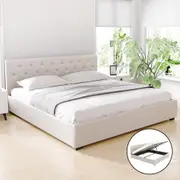 Bed Frame King Size Gas Lift Beige VILA