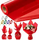 Tigeen Clear Cellophane Wrap Roll with 6 Rolls Ribbons, 16'' X 100Ft 2.3 Mil ...