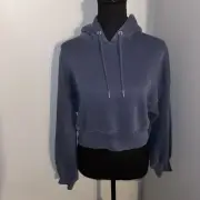 Abercrombie & Fitch Soft A&F Max Essentials Cropped Hoodie Blue Garment Dyed XS