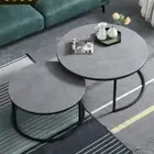 60/80cm Heavy Duty Real Stone Round Nesting Coffee Table Accent Table Sofa Table